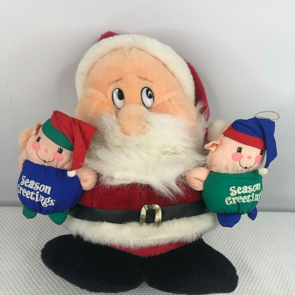 Vintage 90s DanDee Santa Claus Elves Season Greetings Dancing Singing